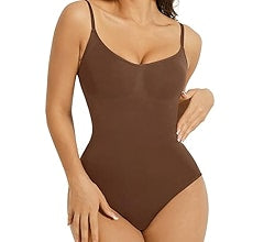 Dimmkof thong bodysuit sculpting shapewear tummy control seamless bodysuits ribbed spandex stretchy body shaper bodysuit