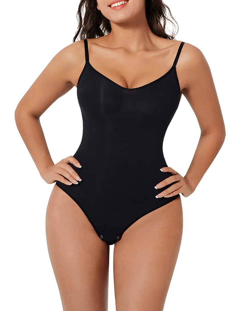 Dimmkof thong bodysuit sculpting shapewear tummy control seamless bodysuits ribbed spandex stretchy body shaper bodysuit